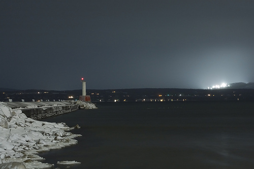 Little Traverse Bay and Nubs Nob in lights